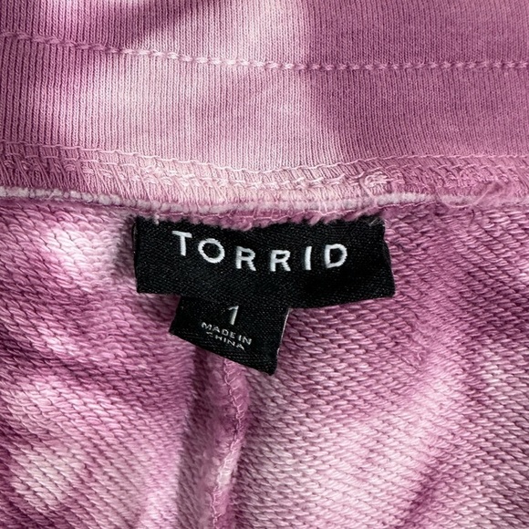 TORRID French Terry Crop Active Jogger 100% Cotton Fuchsia Tie Dye Size 1X - Picture 9 of 12